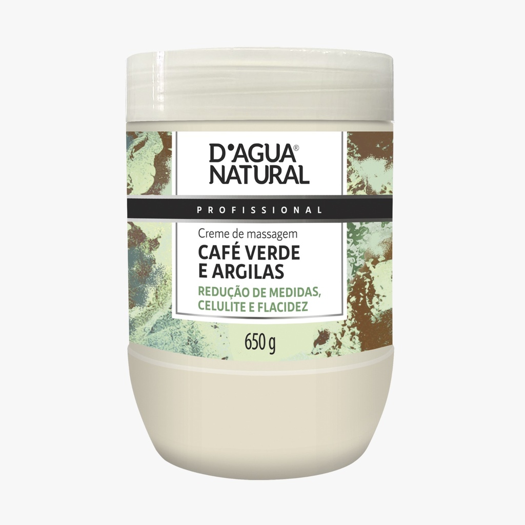 CREME DE MASSAGEM DETOX REDUTOR CAFÉ VERDE E ARGILA D AGUA NATURAL 650G