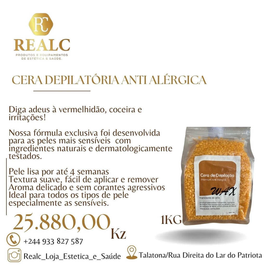 CERA DEPILACAO ANTI ALERGICA WAX 1KG